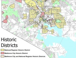 mAP OF bALTIMORE cITY hISTORIC dISTRICTS